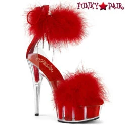 Pleaser | DELIGHT-624F, 6" Marabou Ankle Cuff Sandal Clearance -Funky Lingerie Outlet delight 624f crfur FP 24837.1696436611