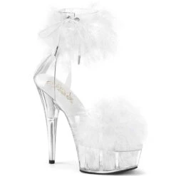 Pleaser | DELIGHT-624F, 6" Marabou Ankle Cuff Sandal Clearance -Funky Lingerie Outlet delight 624f cwfur 28503.1689237704