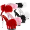 Pleaser | DELIGHT-624F, 6" Marabou Ankle Cuff Sandal Clearance -Funky Lingerie Outlet delight 624f 64958.1696436573
