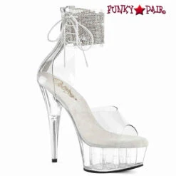 PLEASER DELIGHT-624RS, 6" Rhinestones Ankle Cuff Sandal CLEARANCE -Funky Lingerie Outlet delight 624rs c 50307.1681713402