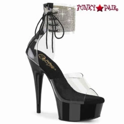 PLEASER DELIGHT-624RS, 6" Rhinestones Ankle Cuff Sandal CLEARANCE -Funky Lingerie Outlet delight 624rs cb 35268.1681713429