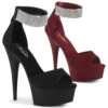 PLEASER Delight-625S, Suede With Rhinestone Ankle Cuffs Sandal CLEARANCE