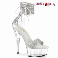 PLEASER DELIGHT-627RS, 6" Rhinestones Ankle Cuff And Front Strap Platform Sandal CLEARANCE -Funky Lingerie Outlet delight 627rs csc 01429.1681692061