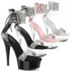PLEASER DELIGHT-627RS, 6" Rhinestones Ankle Cuff And Front Strap Platform Sandal CLEARANCE -Funky Lingerie Outlet delight 627rs 29337.1689238503