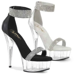 PLEASER DELIGHT-641, Platform Sandal With Rhinestones Cuff And Strap