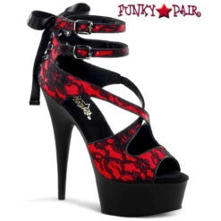 Pleaser Delight-678LC, 6 Inch Stiletto Heel Platform Criss Cross Corset Lacing