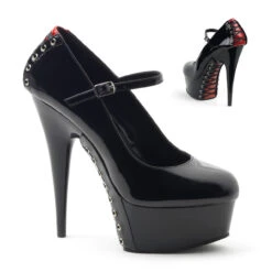 Pleaser Delight-687FH, 6 Inch Fetish Mary Jane Pump With Corset Style