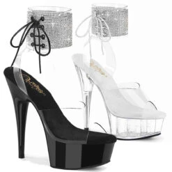 PLEASER DELIGHT-691-2RS, 6" Rhinestone Cuff Platform Sandal CLEARANCE