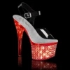 Pleaser | Discolite-708FLP, 7" Lite-up Ankle Strap Sandal With Flower Platform -Funky Lingerie Outlet discolite 708flp csch 42552.1630610112