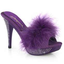 ELEGANT-401F 4.5" Marabou Slipper Featuring Rhinestone Embellished Heel -Funky Lingerie Outlet elegant 401f pppu 20396.1731689087
