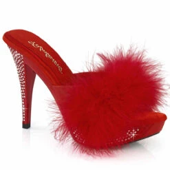 ELEGANT-401F 4.5" Marabou Slipper Featuring Rhinestone Embellished Heel -Funky Lingerie Outlet elegant 401f rpu 79796.1710334269