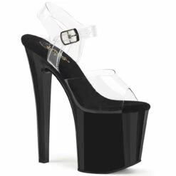 Pleaser | ENCHANT-708, Ankle Strap Sandal With Prismatic Linear Front Design -Funky Lingerie Outlet enchant 708 cb 13299.1668623819