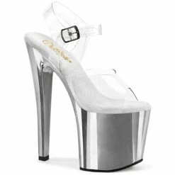 Pleaser | ENCHANT-708, Ankle Strap Sandal With Prismatic Linear Front Design -Funky Lingerie Outlet enchant 708 csch 85038.1731599232