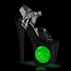 PLEASER ENCHANT-708LT-CIRCLE, 7.5 Inch Platform Sandal With Light-Up Circle In Platform CLEARANCE -Funky Lingerie Outlet enchant 708lt c cbsg 96651.1668589407