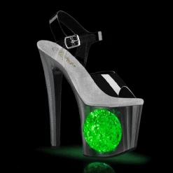 PLEASER ENCHANT-708LT-CIRCLE, 7.5 Inch Platform Sandal With Light-Up Circle In Platform CLEARANCE -Funky Lingerie Outlet enchant 708lt c cssg 57841.1668622246