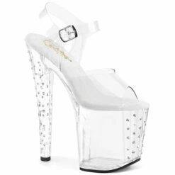 PLEASER ENCHANT-708RS, 8 Inch Heel Sandal With Rhinestones