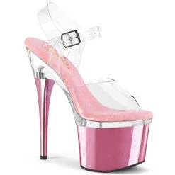 PLEASER ESTEEM-708, 7" Ankle Clear Strap Sandals CLEARANCE -Funky Lingerie Outlet esteem 708 ccbpch 32420.1668790956