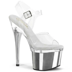 PLEASER ESTEEM-708, 7" Ankle Clear Strap Sandals CLEARANCE -Funky Lingerie Outlet esteem 708 ccsch 11948.1668790961