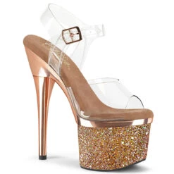 ESTEEM-708CHLG, Ankle Strap Sandal With Holographic Glitter Platform -Funky Lingerie Outlet esteem 708chlg crgch 99367.1641413086