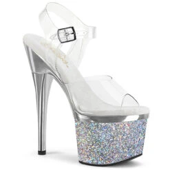 ESTEEM-708CHLG, Ankle Strap Sandal With Holographic Glitter Platform -Funky Lingerie Outlet esteem 708chlg csch 62644.1749018899