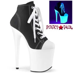 PLEASER Flamingo-800SK-02, 8" Heel Platform Canvas Sneaker Ankle Boots -Funky Lingerie Outlet flamingo 800sk 02 bcanw 46455.1595175522