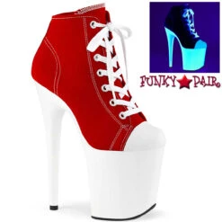 PLEASER Flamingo-800SK-02, 8" Heel Platform Canvas Sneaker Ankle Boots -Funky Lingerie Outlet flamingo 800sk 02 rcanw 23322.1595175600