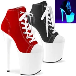 PLEASER Flamingo-800SK-02, 8" Heel Platform Canvas Sneaker Ankle Boots
