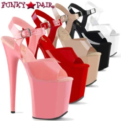 Pleaser | Flamingo-808N, 8 Inch Jelly Like Ankle Strap Platform Sandal -Funky Lingerie Outlet flamingo 808n FP 16598.1566284225