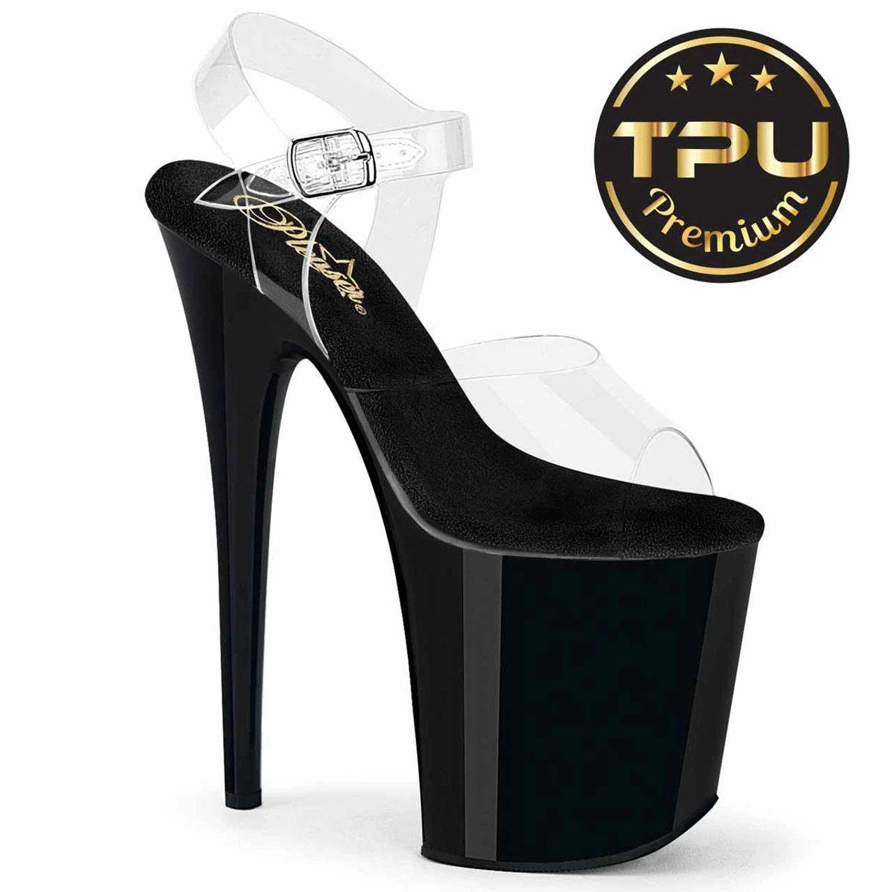 PLEASER FLAMINGO-808PREM, 7 Inch Ankle Strap Sandal With Clear Soft Strap 4 PLEASER FLAMINGO-808PREM, 7 Inch Ankle Strap Sandal With Clear Soft Strap - Image 2