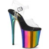 Pleaser | FLAMINGO-808RC, 8" Rainbow Chrome Platform -Funky Lingerie Outlet flamingo 808rc rbowch 07128.1649782665