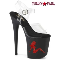 PLEASER FLAMINGO-808TGRS, 8" Rhinestones Trucker Girl Platform Sandal CLEARANCE -Funky Lingerie Outlet flamingo 808tgrs cbr 12605.1689236876