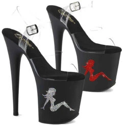 PLEASER FLAMINGO-808TGRS, 8" Rhinestones Trucker Girl Platform Sandal CLEARANCE