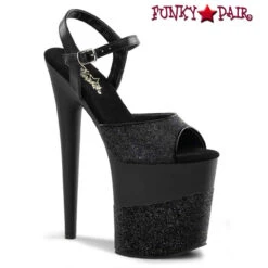 Pleaser Flamingo-809-2G, 8 Inch Glitter Ankle Strap Sandals -Funky Lingerie Outlet flamingo 809 2g b 53595.1691184340