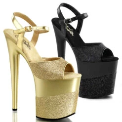 Pleaser Flamingo-809-2G, 8 Inch Glitter Ankle Strap Sandals