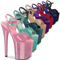 PLEASER FLAMINGO-809GP, 8" Glitter Platform Sandal