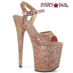 PLEASER Flamingo-810LG, 8" Platform Glitter Ankle Strap Sandal CLEARANCE -Funky Lingerie Outlet flamingo 810lg rogldg 24305.1691193937