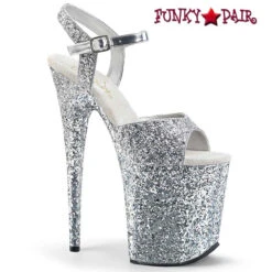 PLEASER Flamingo-810LG, 8" Platform Glitter Ankle Strap Sandal CLEARANCE -Funky Lingerie Outlet flamingo 810lg sg 34483.1691193944