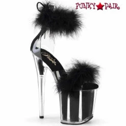 FLAMINGO-824F, 8" Marabou Platform Sandal By Pleaser -Funky Lingerie Outlet flamingo 824f cbfur 54689.1683005886