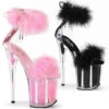 FLAMINGO-824F, 8" Marabou Platform Sandal By Pleaser -Funky Lingerie Outlet flamingo 824f 72434.1683005924