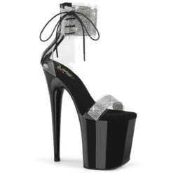 PLEASER FLAMINGO-827RS, 8" Rhinestones Cuffs And Strap Platform Sandal CLEARANCE