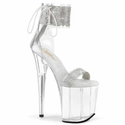 PLEASER FLAMINGO-827RS, 8" Rhinestones Cuffs And Strap Platform Sandal CLEARANCE -Funky Lingerie Outlet flamingo 827rs csc 27939.1683005341