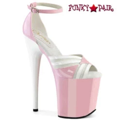 PLEASER FLAMINGO-884, 8" Two-Tone Peep Toe Sandal CLEARANCE -Funky Lingerie Outlet flamingo 884 pw 41051.1691224035