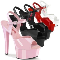 PLEASER Gleam-609, 6" Comfort Width Ankle Strap Sandal CLEARANCE