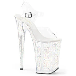 Pleaser Infinity-908MG, 9 Inch Ankle Strap Platform Sandal With Glitters
