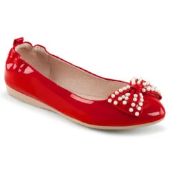 Ivy-09, Pointed Toe Flats With Pearl Bow CLEARANCE -Funky Lingerie Outlet ivy 09 r 77391.1568183147