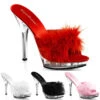 LIP-101-8 5 Inch Stiletto Heel Platform Marabou Slipper