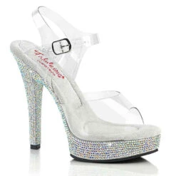 MAJESTY-508DM, 5" Rhinestones Encrusted Platform By Fabulicious