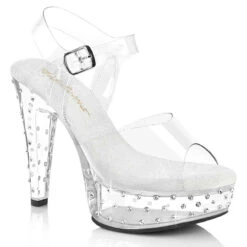 MARTINI-508SDT, 5 Inch Rhinestones Chunky Platform Ankle Strap Sandal