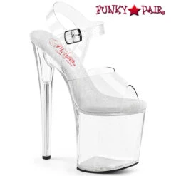 Naughty-808, 8" Clear Comfort Width Ankle Strap Sandal By Pleaser -Funky Lingerie Outlet naughty 808 FP 91756.1674847980