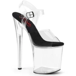 Naughty-808, 8" Clear Comfort Width Ankle Strap Sandal By Pleaser -Funky Lingerie Outlet naughty 808 cbc 32438.1674847996